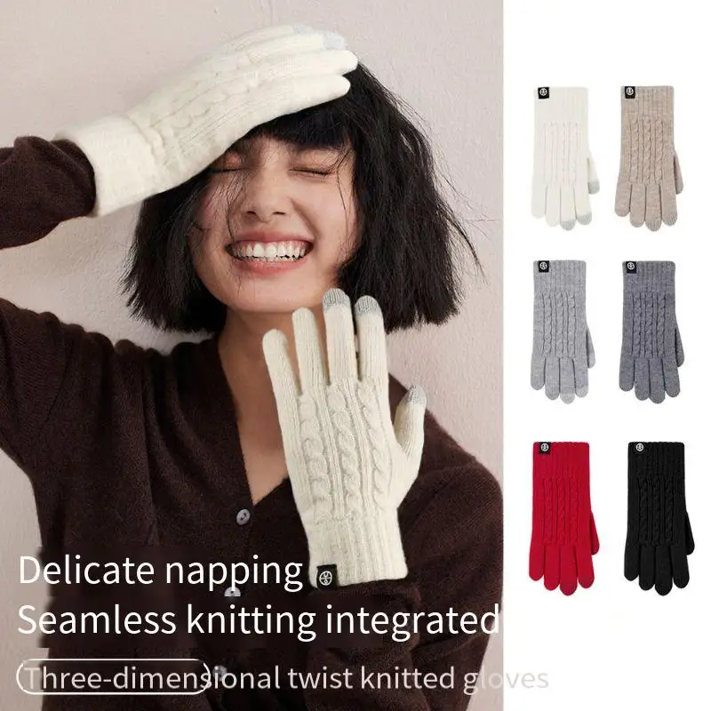 

Новые зимние термоперчатки для женщин и мужчин — вязаные перчатки для сенсорного экрана с флисовой подкладкой, защита от холодной погоды на открытом воздухе