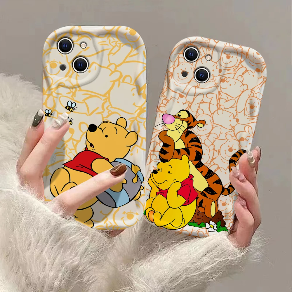 

Cute Winnie the Pooh 3D Wave Case For iPhone 15 14 13 12 11 Pro Max Mini X XR XSMAX 8 7 6S Plus Soft Silicone Cover