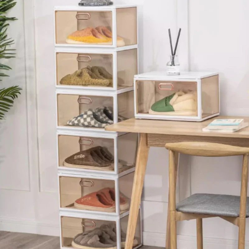 Stackable Transparent Shoe Cabinet Dust Proof Plastic Space Saving Shoe Cabinet Room Small Organizador De Zapatos Home Furniture