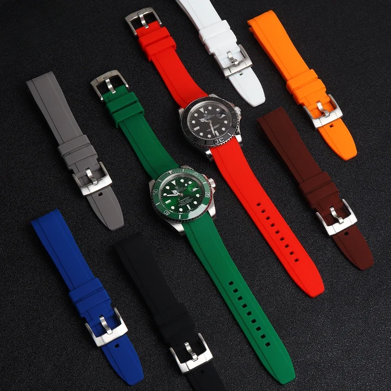 Ремешок силиконовый для Casio Rolex Water Ghost Rossini Timex Tudor Omega Swatch, Универсальный Прочный браслет с розовой иглой, 20 22 мм