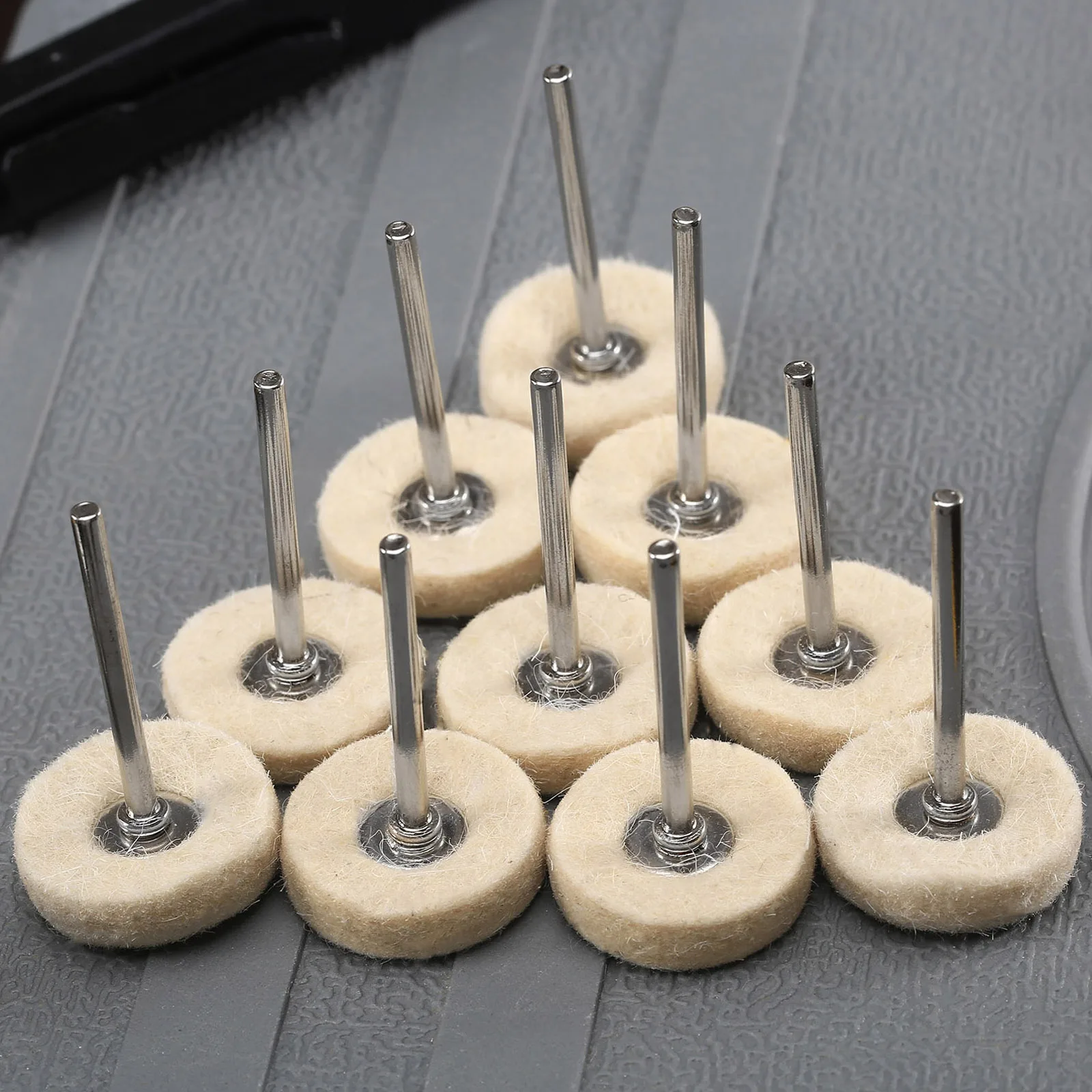 10Pcs Metal Sanding Polishing Buffing Grinding Wheel Brush 25mm Wool Rotary Brush For Dremel Rotary Tool 25mm Round Wool Felt