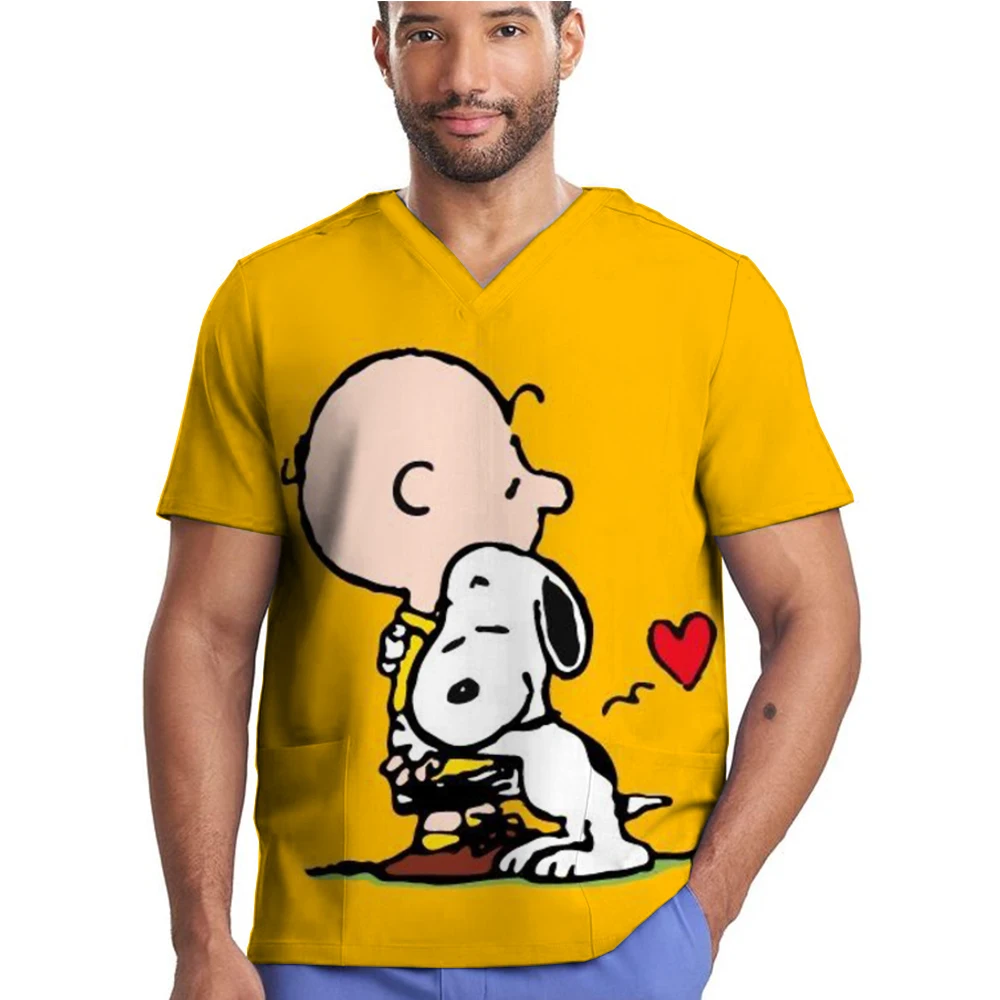 Snoopy print Doctor's Scrub Set Nurse Work Uniform Hand Washing Clothes Men And Women Lightweight Short Sleeved Surgical Clothes