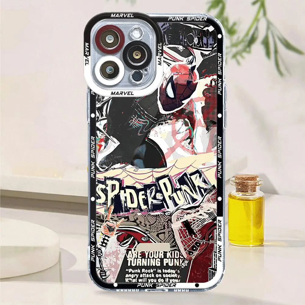 Marvel Spider Man Punk  Phone Case for Apple iPhone 13 12 Mini 8 Plus XS X 7 14 Pro Max 11 Pro SE 15 Pro XR Cover