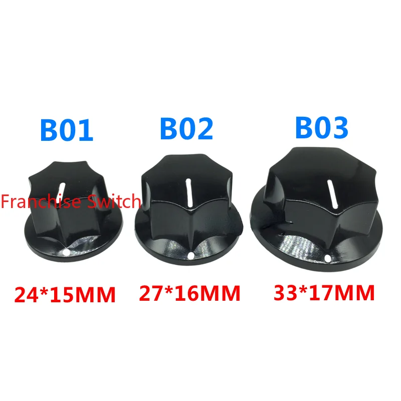 

10PCS Brand New Bakelite Knob MF-B01 B02 B03 Hexagonal Potentiometer Band Switch Cap Inner Hole 6MM