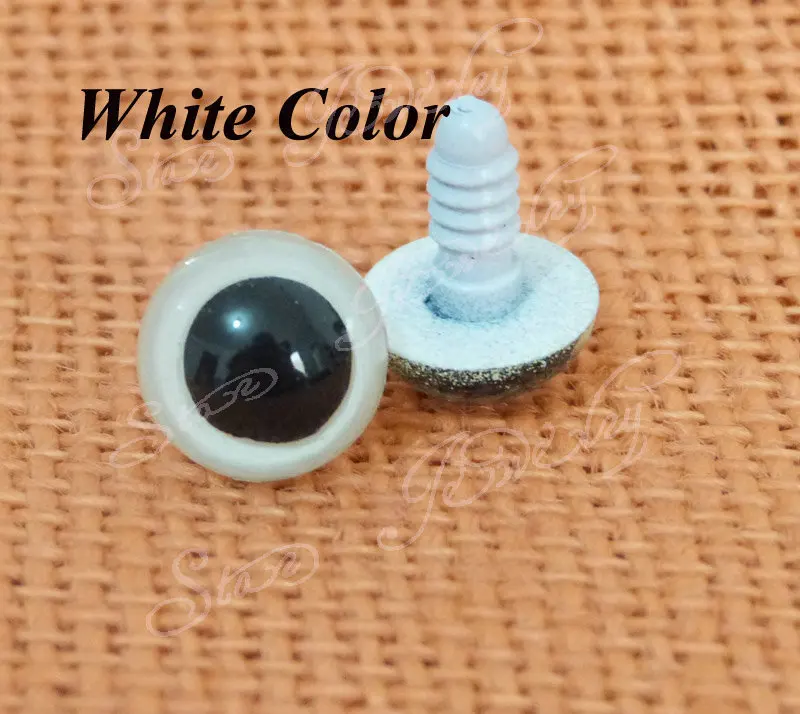 

300pcs---9mm-10mm-12mm-13mm-14mm white color plastic safety toy eyes with washer for doll accessories---size option