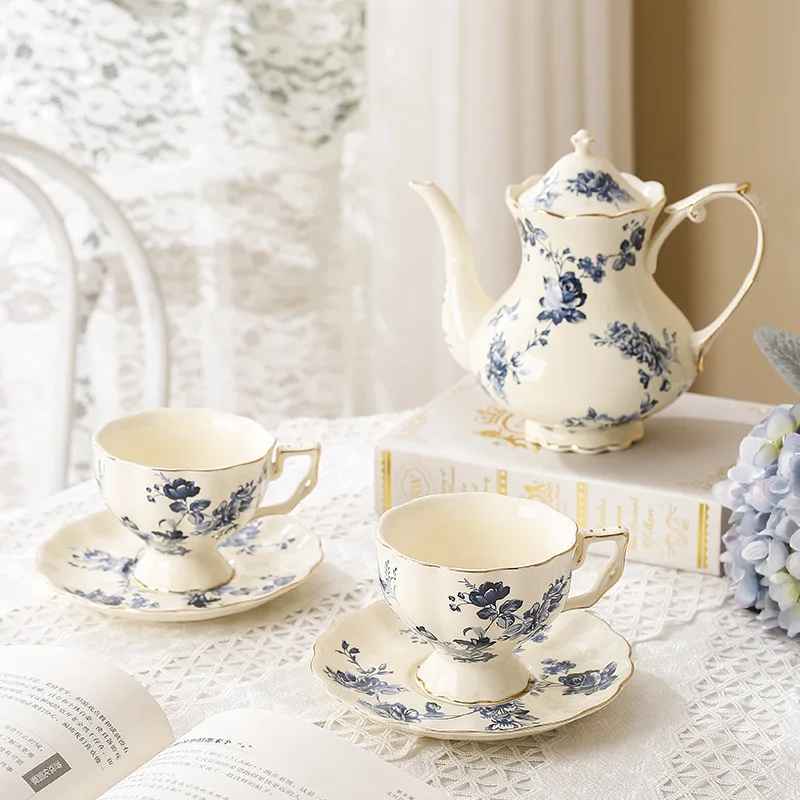 

Coffee Cup Dish French Retro Restaurant Afternoon Tea Cup Dish Coffee Cup British Home Court Style Ceramic Cup Pot Set