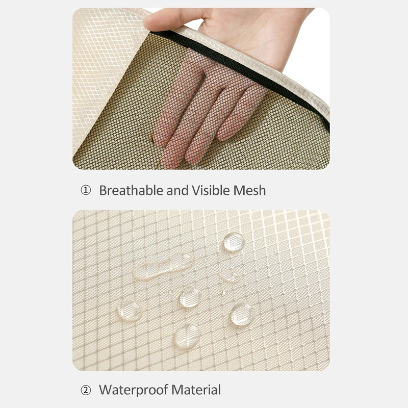 Set 3 Buah Tas Penyimpanan Pakaian Travel Tahan Air Kubus Kemasan Jaring Terlihat Koper Travel Kantong Organizer Bagasi