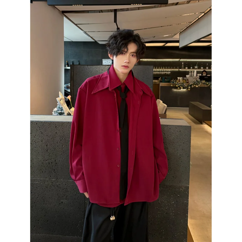 

Мужская рубашка TANGZ STUDIO с длинным рукавом и подплечниками, весна-осень, премиум-класс, повседневная модная рубашка