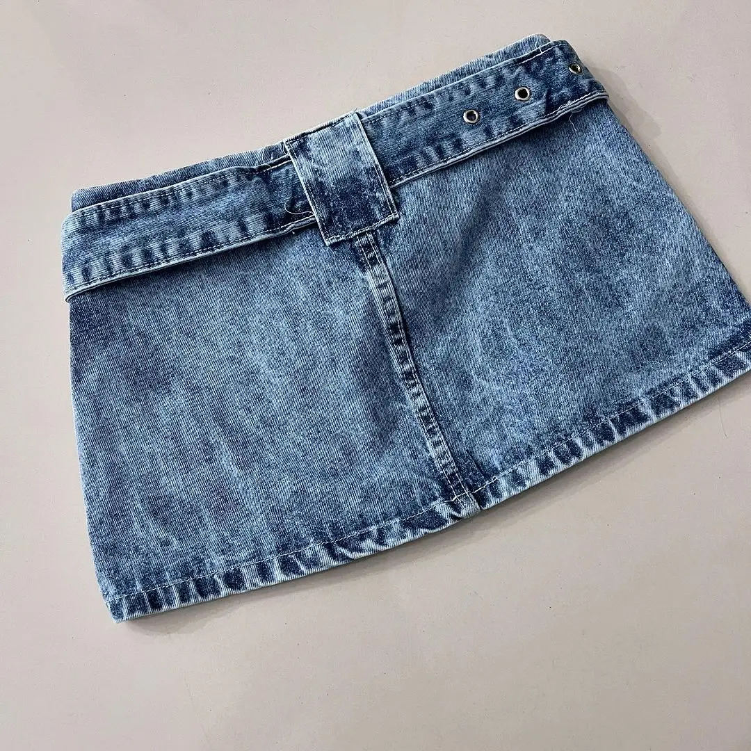 Rok Mini Gotik biru mode baru Harajuku rok Mini sambungan Retro ritsleting saku Y2k rok pinggul Denim seksi ramping wanita