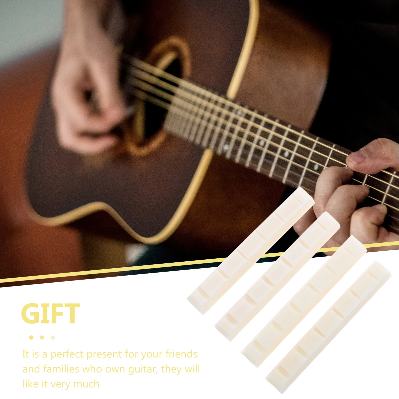 

Premium Cow Bone Guitar String Nut Replacement Acoustic Instrument Accessories Noise Reduction Tone Enhancement Bridge
