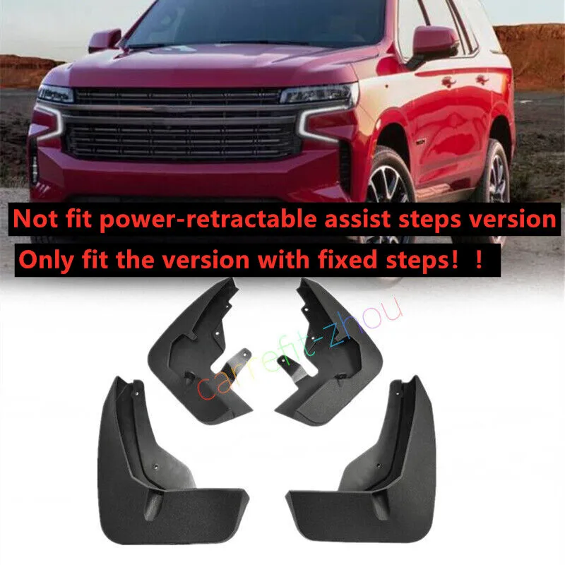 

For Chevy Suburban Tahoe 2021-24 Splash Guards Mud Flaps Fender w/ Fixed Pedal