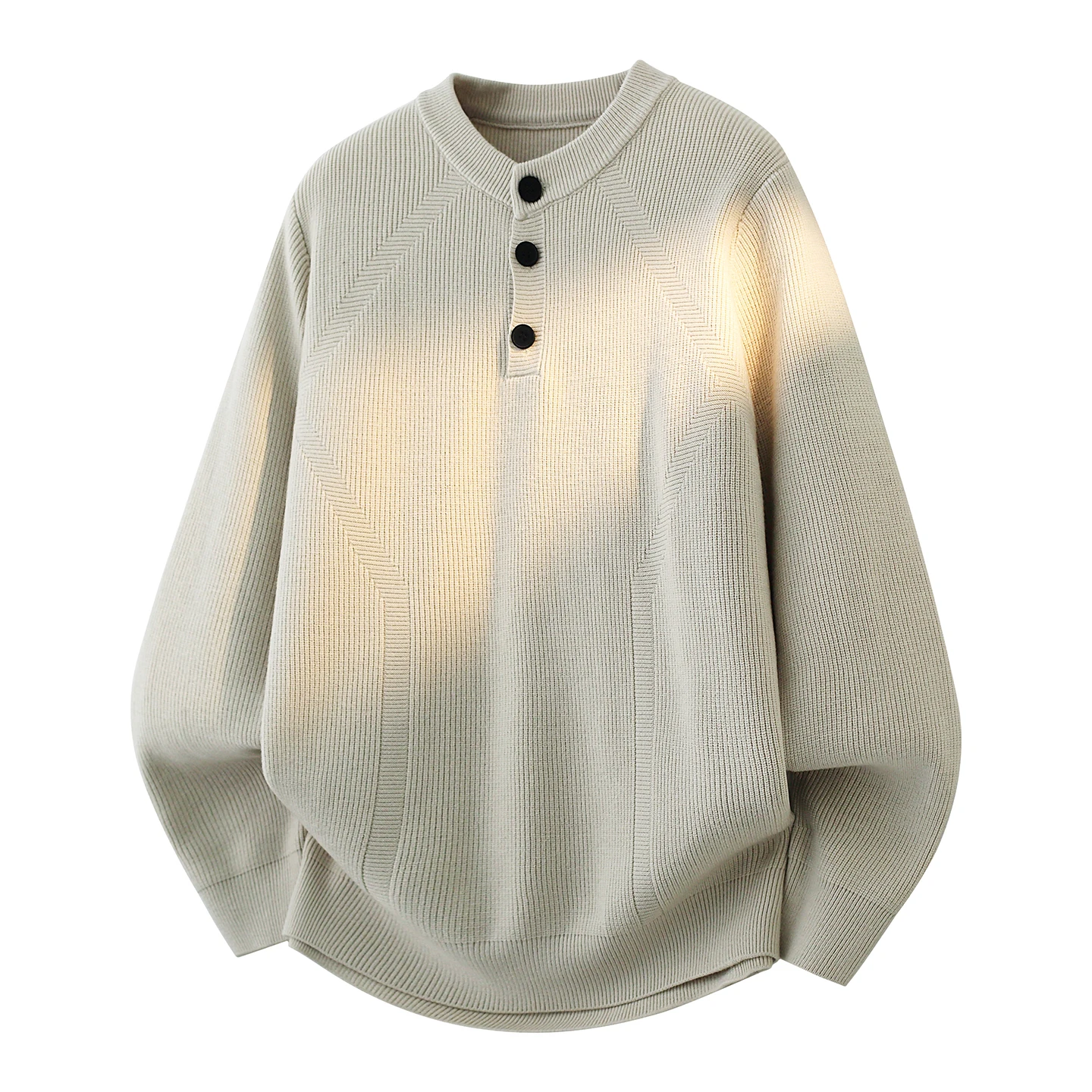 

Мужской вязаный свитер свободного кроя с воротником хенли, зимний, модный, винтажный, шерстяной, удобный, с длинными рукавами