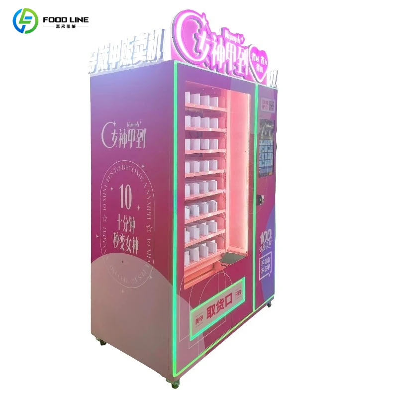 

High-quality salon and beauty vending machines with custom-made Light Emitting Diode light boxes for nail and eyelash presses