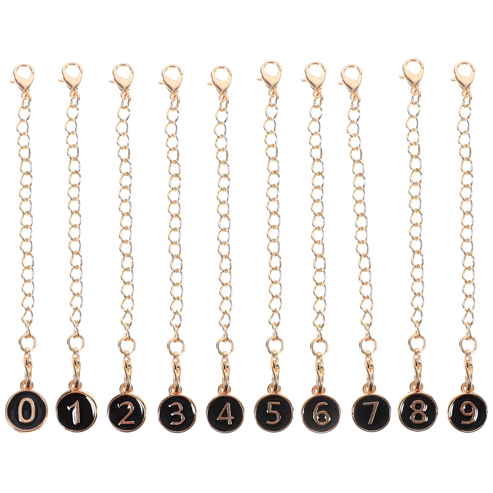 

10pcs Water Bottle Number Charm Chain Decorative Tumbler Cup Pendant Metal Hanging Chain Cute Number Charms For Bag Keys