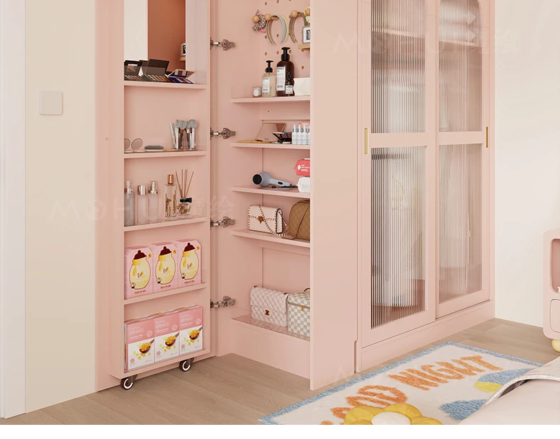 

Dopamine bedside combination wardrobe large capacity bedroom household side storage cabinet with mirror thin cabinet cosmetic ca