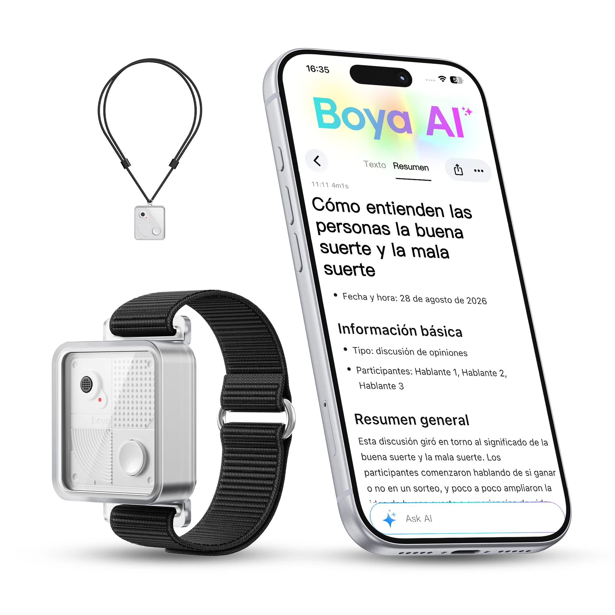 BOYA Notra Nano Multi‑Mode Wearable AI Note Recorder Noise Cancel Speech to Text 31 Language Translation for Meeting Interview