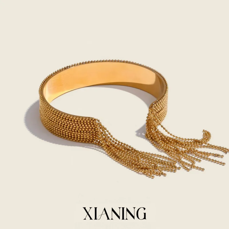 حار في اليورو أمريكا الفولاذ المقاوم للصدأ سلسلة شرابة سوار مفتوح 18K الذهب فراغ مطلي رشيقة