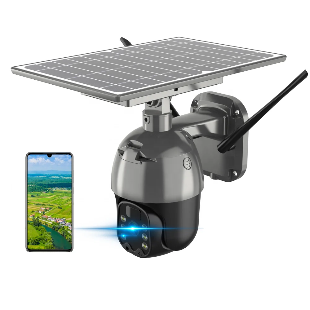 

Wifi Ip Camera Solar Panel Powered Outdoor Sim Card 2Mp 1080P Night Vision Surveillance Cctv Pir Solar Ptz Speed Dome Camera 4G