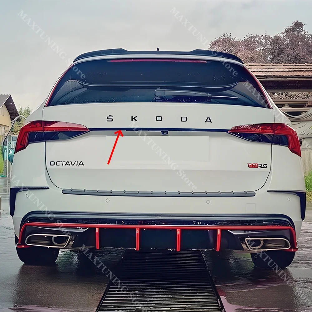 

Для Skoda Octavia 4 MK4 RS vRS Combi Sportline 2020-2024 задняя центральная молдинговая полоса багажника, накладка, защита от сплиттера, автомобильная наклейка