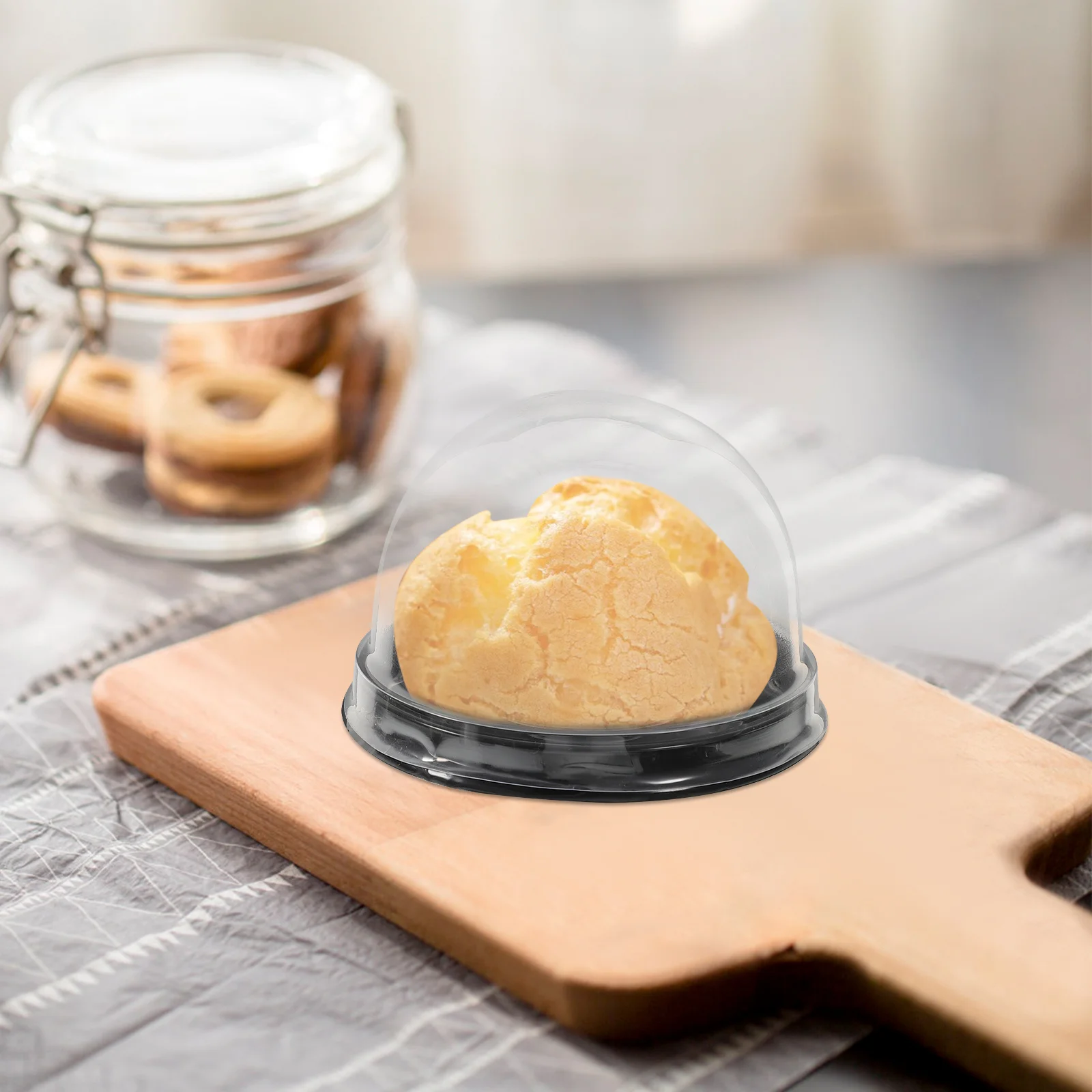 

50Pcs Egg-Yolk Puff Boxes Transparent Small Cake Containers Easy Assembly Portable Bakery Case for Party Dessert Packing