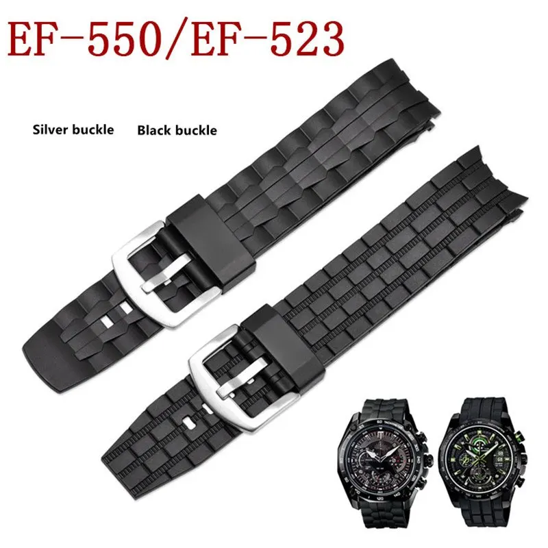 

22mm Black Silicone Curved End EF 550 523 Rubber Watch Bands Strap Braceelt For Casio Watch