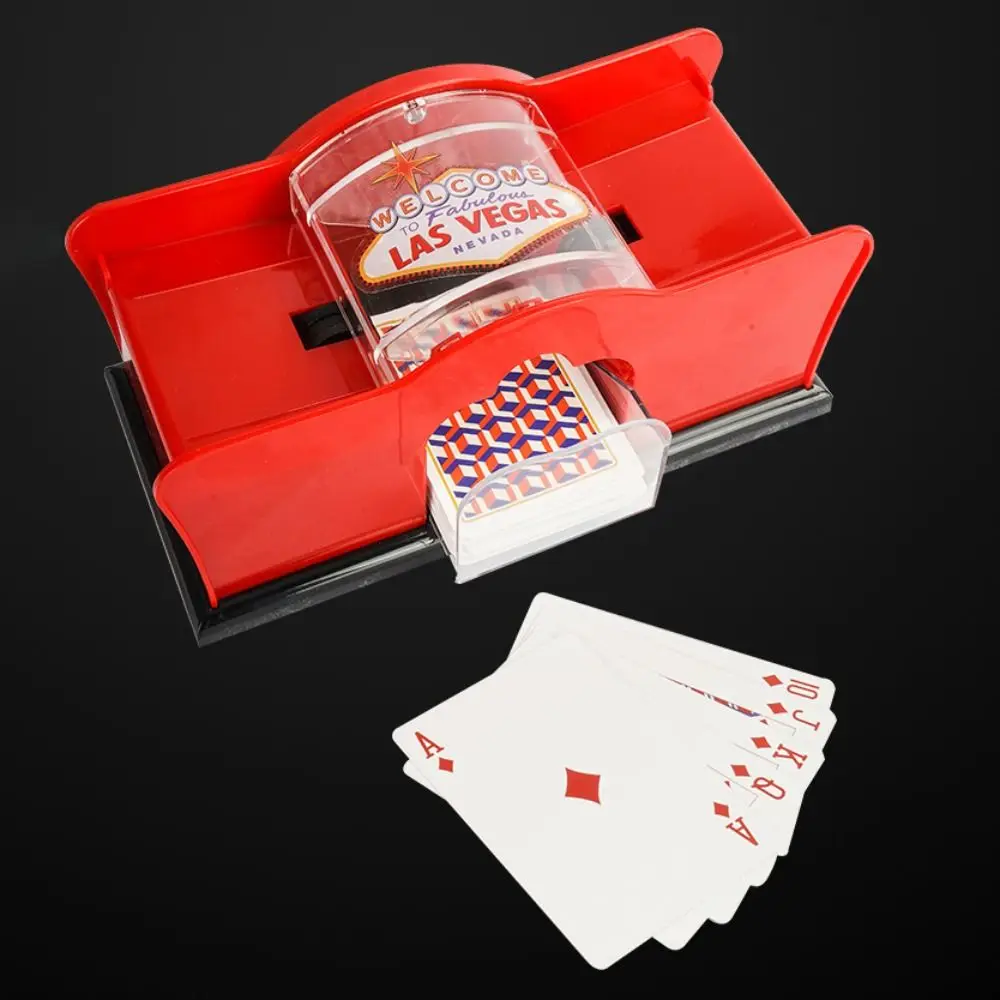 Stable Manual Card Shuffler Easy Hand Cranked System Board Games Poker Shuffle Machine Red Black 2 Decks Card Holder