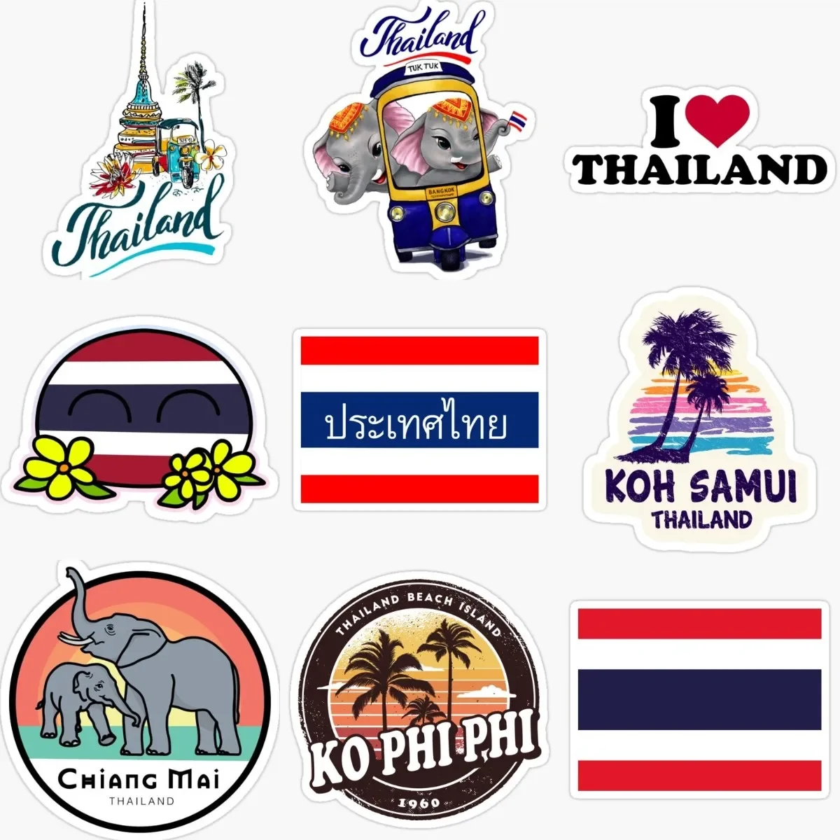 

T Thailand Flag Elephant Emblem Creative Accessories Sticker for Decorate Wall Window Car Off-road Helmet Camper Bumper Decal