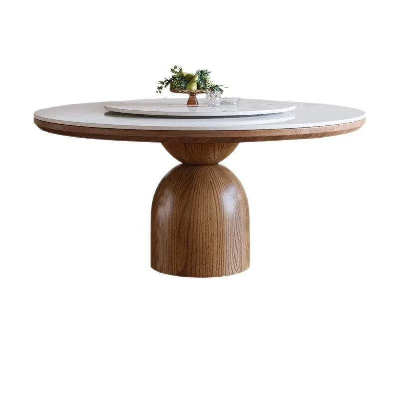 French medieval style solid wood rock slab dining table and chair combination, household small apartment retro style