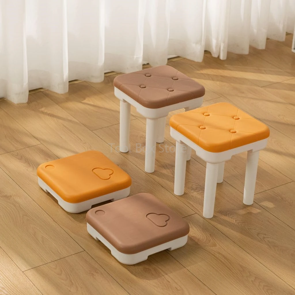 

Square Plastic Stool Chair Portable Footstool for Kids Home Furniture Multi-purpose Living Room Stool Removable Storage Chair