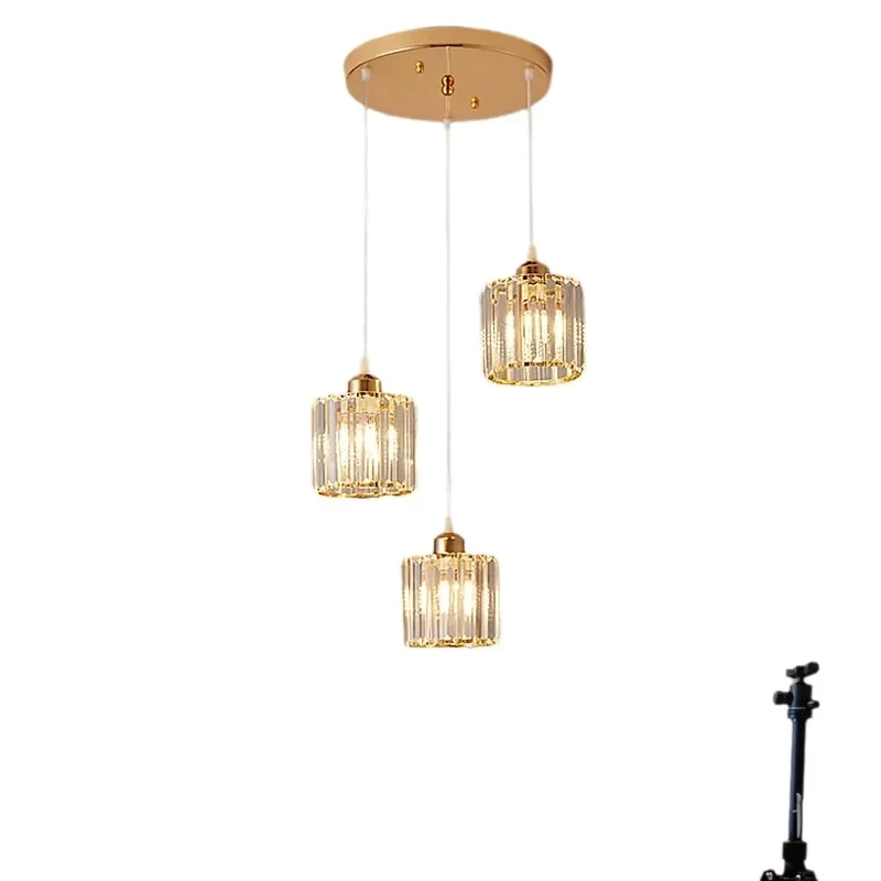 Modern Metal Crystal Pendant Light Minimalist Three-head Chandelier Personality Bar Restaurant Living Room Pendant Lamp
