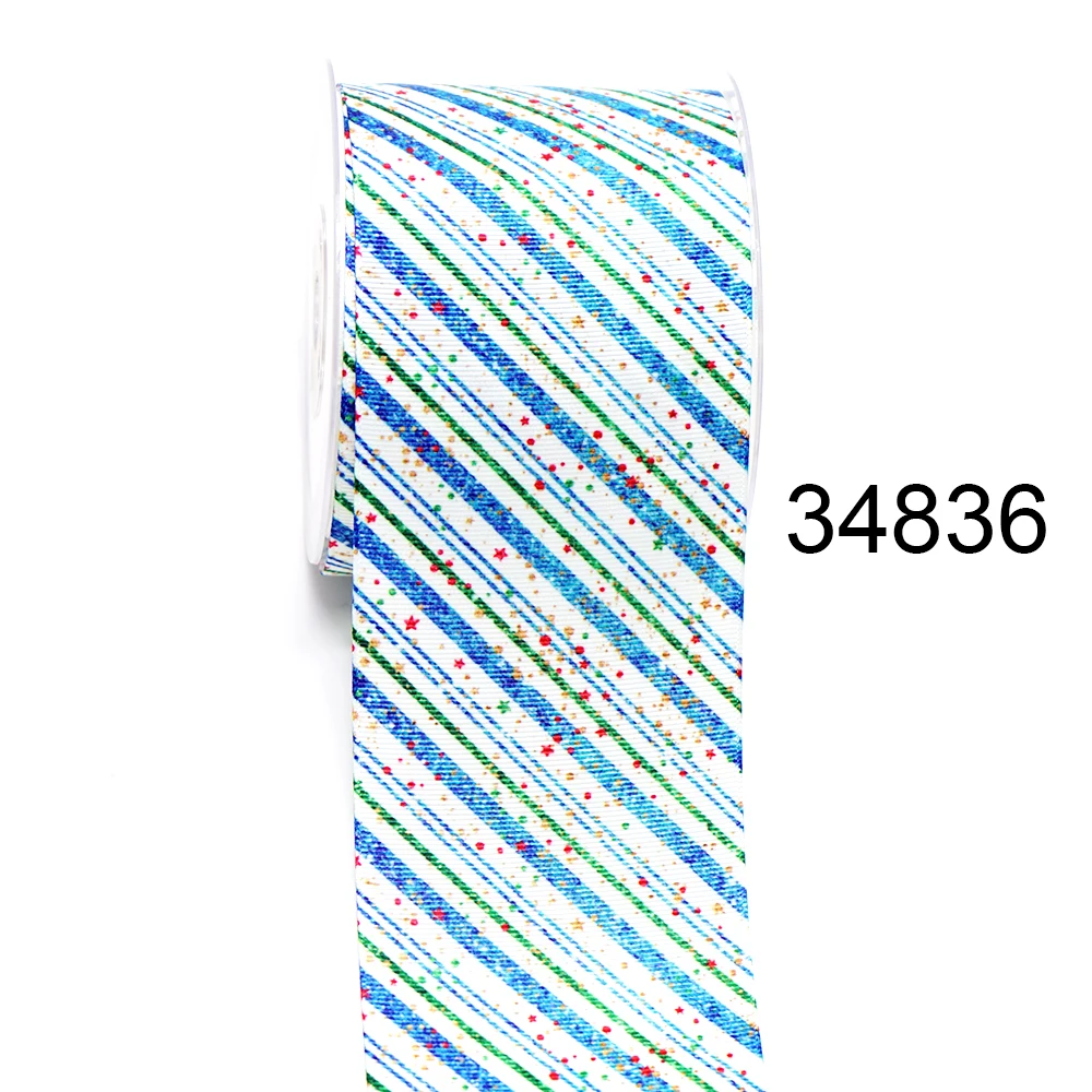 DIY Cartoon Stripes And Grids Printed Grosgrain Ribbon For Craft Supplies Sewing Accessories 5 Yards. 16689