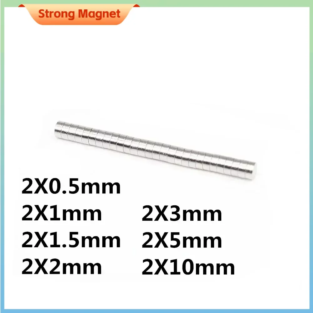 500/1000PCS Mini Small Round Magnets 2x0.5 2x1 2x1.5 2x2 2x3 2x5 2x10mm Neodymium Magnet Disc Permanent Strong Magnet