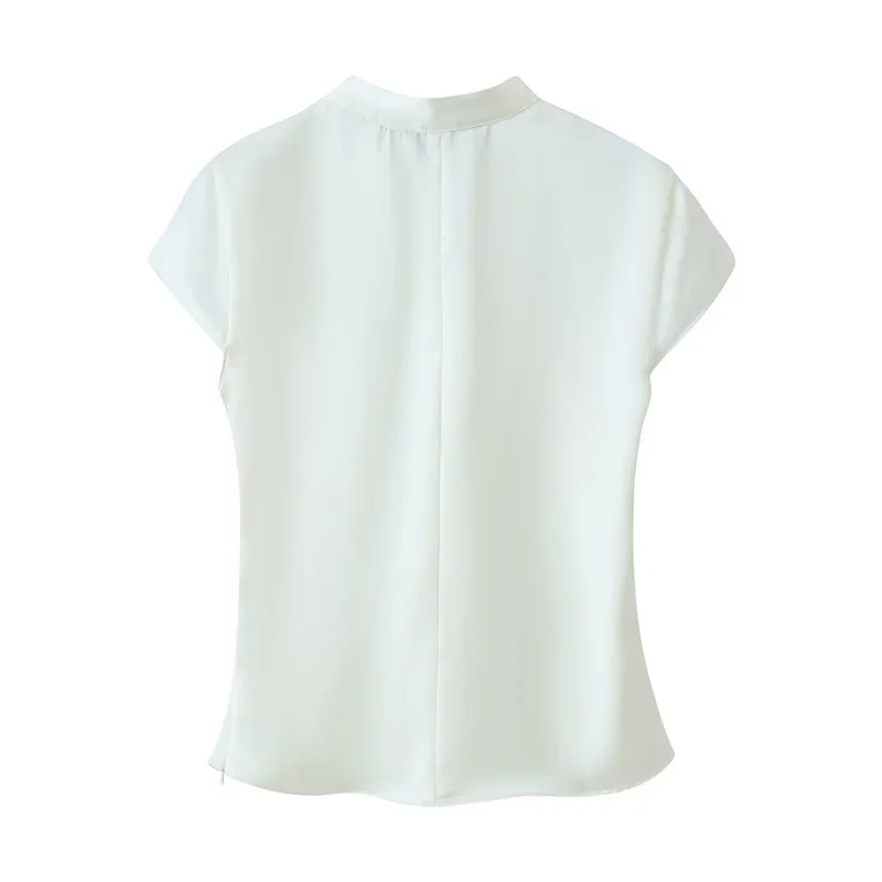 Y2K Women's Black Silk Satin Shirt Slim Fit Casual Button Top Sexy Texture Fashion Spring 2026
