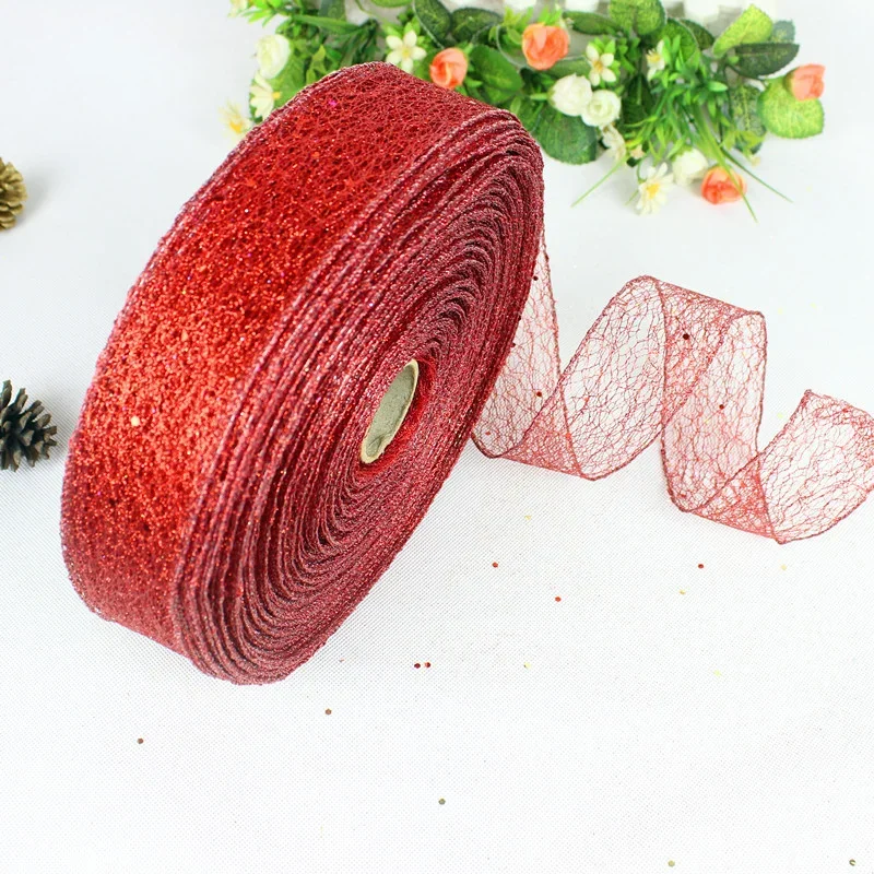 (2 M/roll) 50mm Hollow Out Shiny Ribbon Christmas Gift Packaging Foldable Line Edge Crafts Wedding Christmas