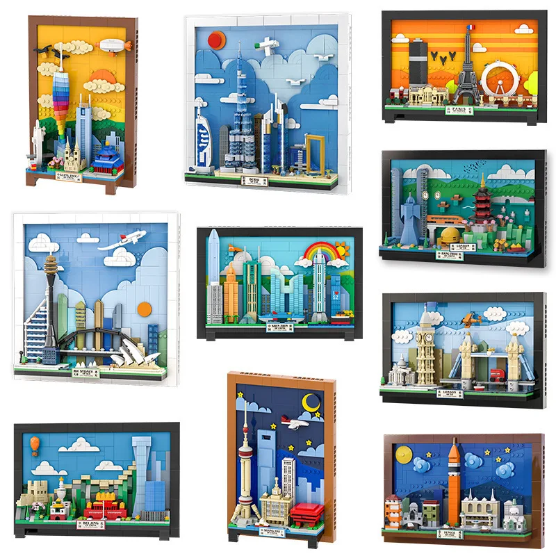 

Городская открытка, вид на улицу, сборка, строительные блоки, игрушки, креативные украшения, модель, детские праздничные подарки