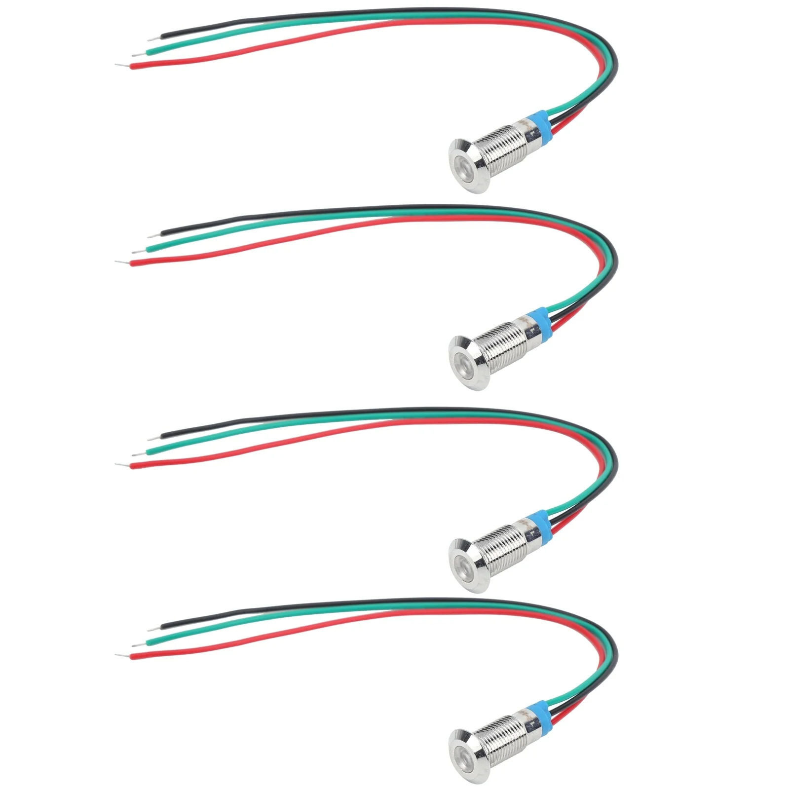 4 Set Metal LED Indicator Light Common Cathode Lamp Industrial Control Components 8mm 12‑24VRed and Green