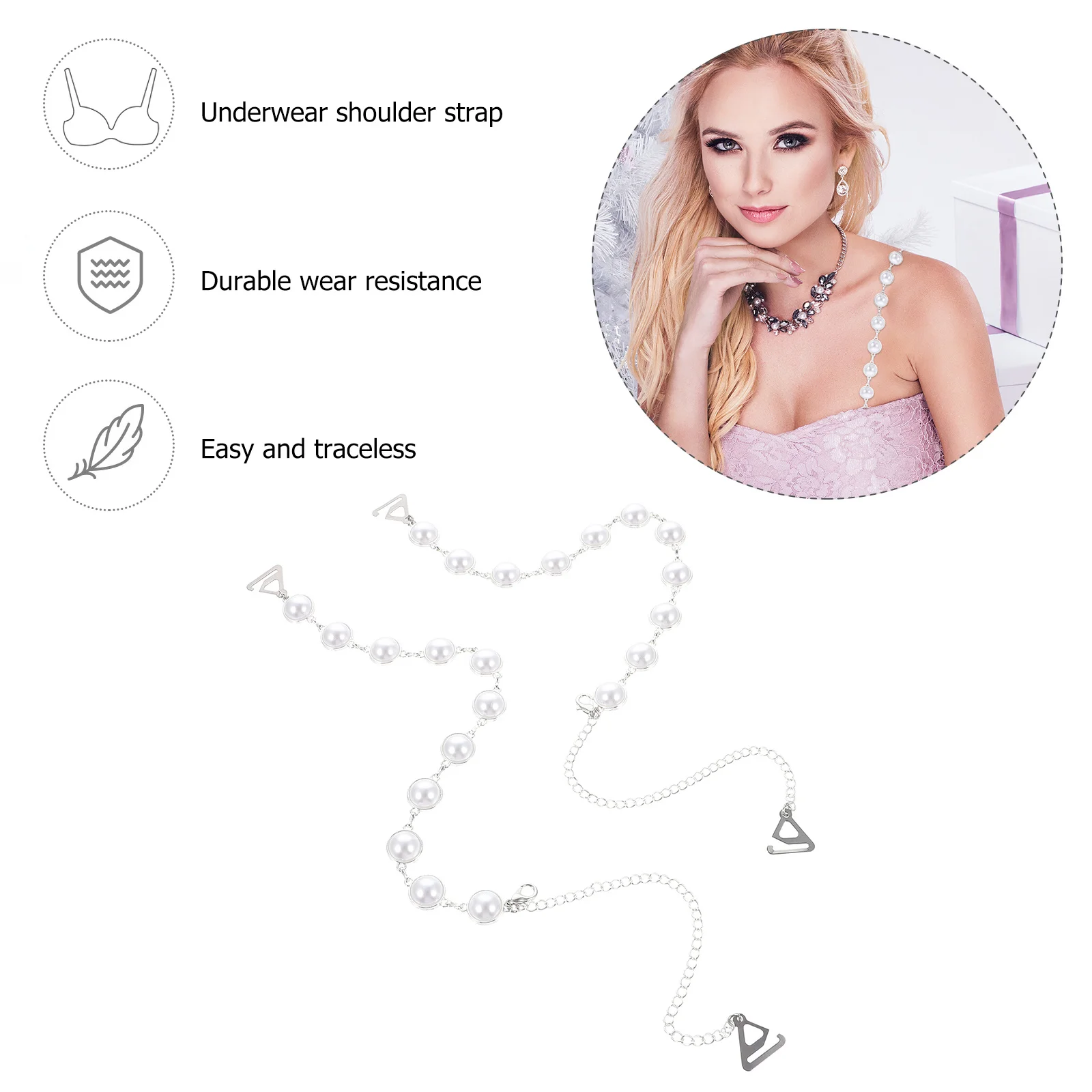 زوج واحد من أشرطة حمالات الصدر غير المرئية الفاخرة القابلة للإزالة لفستان بدون أكتاف لحفلات الزفاف وأشرطة ملابس داخلية قابلة للتعديل مريحة