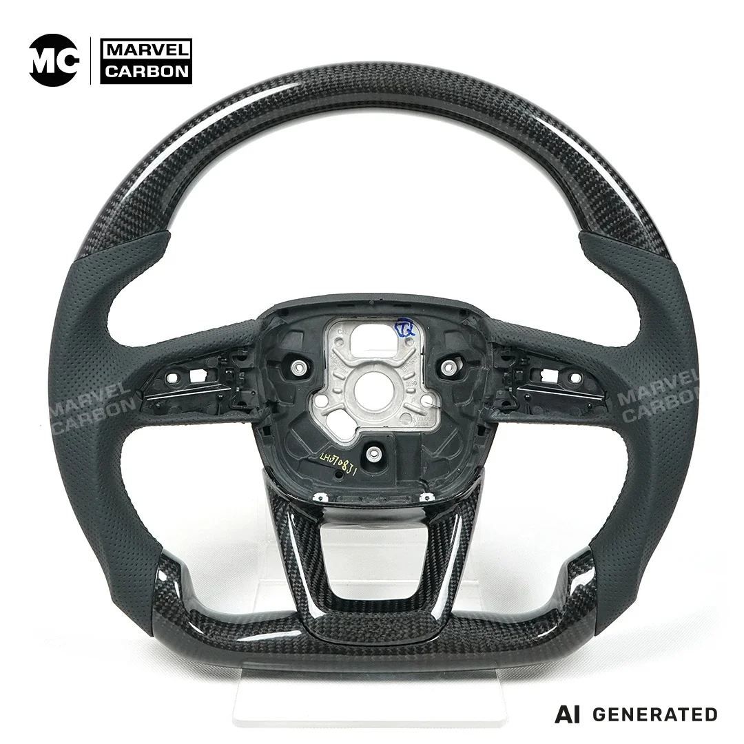 MC 100% Real Carbon Fiber Steering Whee For Audi B9 Steering Wheel Perforated Leather