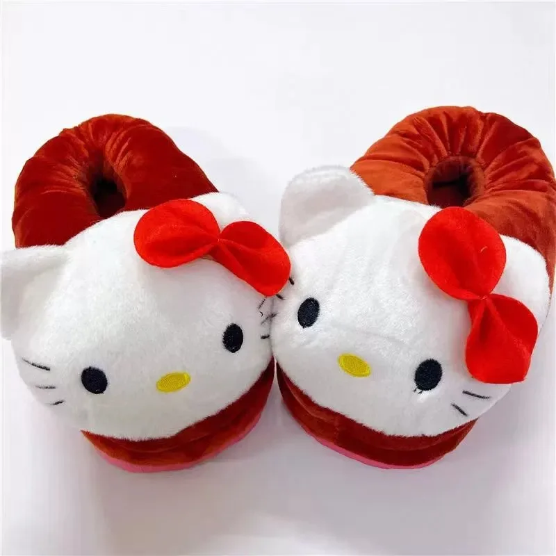 Sanrio Hello Kitty Katoen Pluche Slippers Warme Anime Indoor Schoenen voor Meisjes Vrouwen Herfst Winter Home Comfort