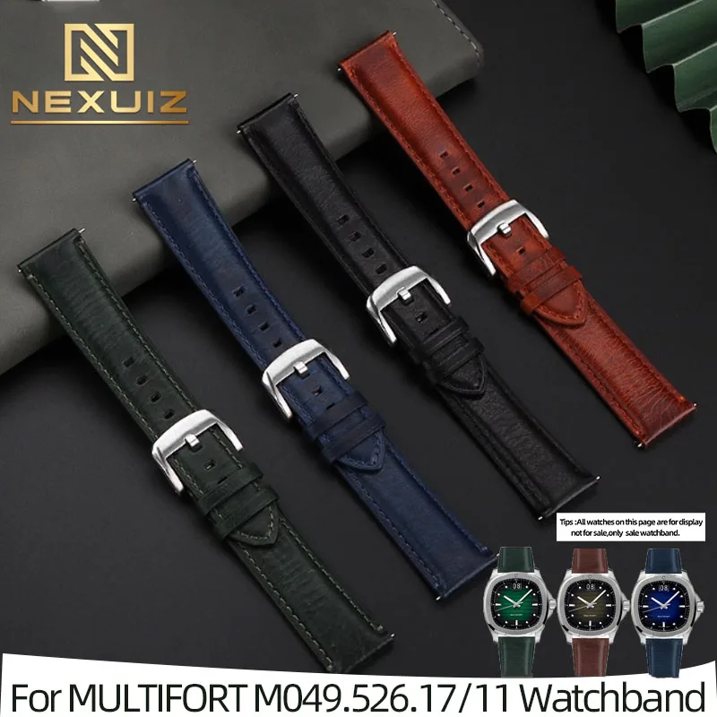 Leather Watch Strap For MIDO MULTIFORT M049.526.17/11 M005.430.36 Watchband 22mm Straight  Joint Cowhide Watch Bracelet