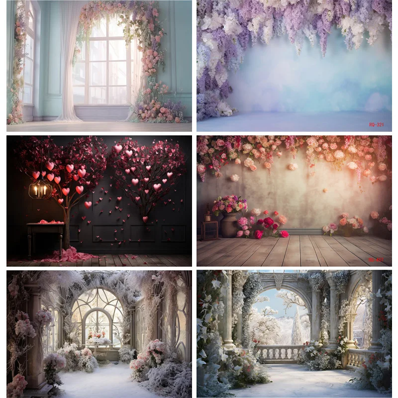 

SHUOZHIKE Wedding Interior Decor Abundance Of Flowers Background Valentine's Day Love Studio Photography Backdrops RQ-27