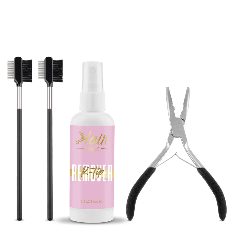 ヘアワント-ケラチンボンディングリムーバーキット-100ml-ケラチンリムーバー-フュージョンボンドクラッシャープライヤー-ホットメルトグルーリムーバー-k-tipエクステ用