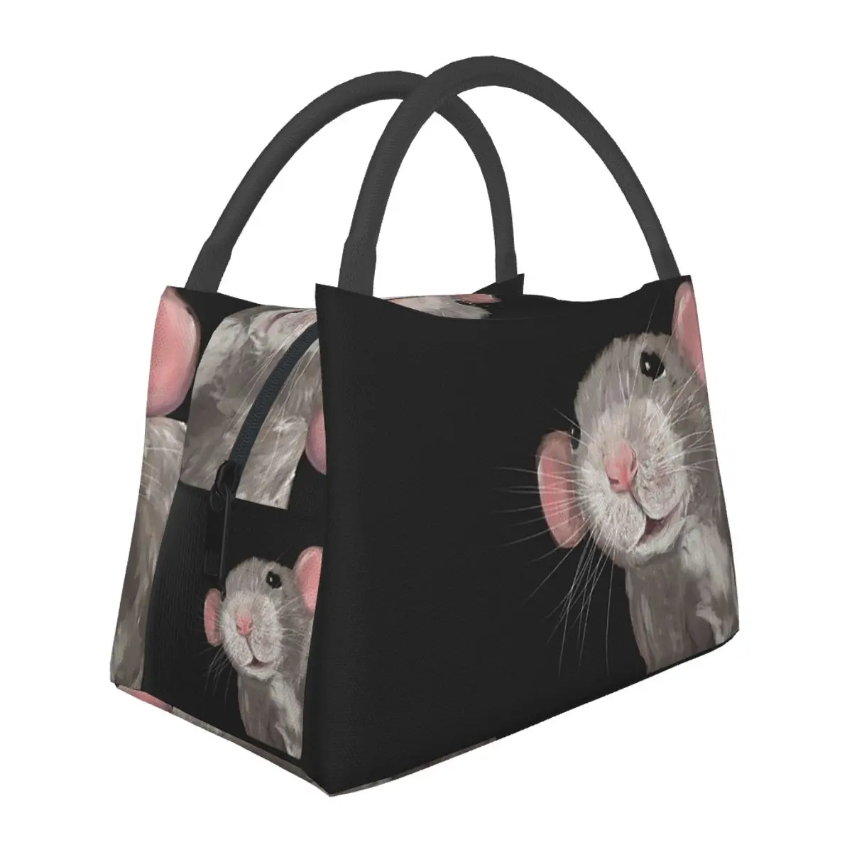 

Термосумка для обедов The Peeking Rat (серо-черная) для женщин, для пикника, для хранения продуктов, контейнер-холодильник, термосумка-тоут