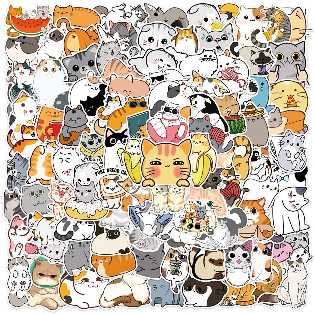 10/30/50/100Pcs น่ารัก Cat Kitty สติกเกอร์การ์ตูน Decals เด็กของเล่นโทรศัพท์แล็ปท็อปกระเป๋าเดินทางโน๊ตบุ๊คกีตาร์ตู้เย็นตกแต่งสติกเกอร์