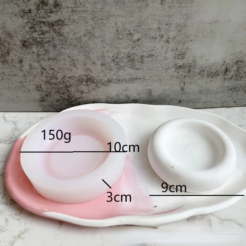 Round Tray Silicone Mould Storage Coaster Candle Holder Gypsum Clay Mould Jewelry Storage Box Handmade Molds Home Decor New