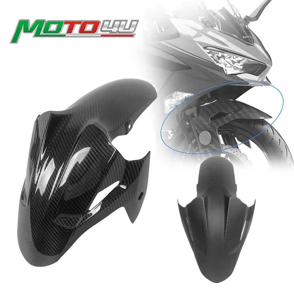 For KAWASAKI Ninja 400 Z400 2018-2022 Real Carbon Fiber Front Fender Mudguard Tire Splash Mud Guard Motorcycle Accessories