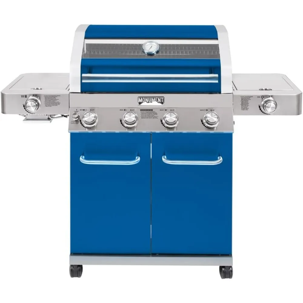 

4-Burner Propane Gas Grills with Clear View Lid,LED Controls,Built in Thermometer,and Side&Infrared Side Sear Burners,bbq grill