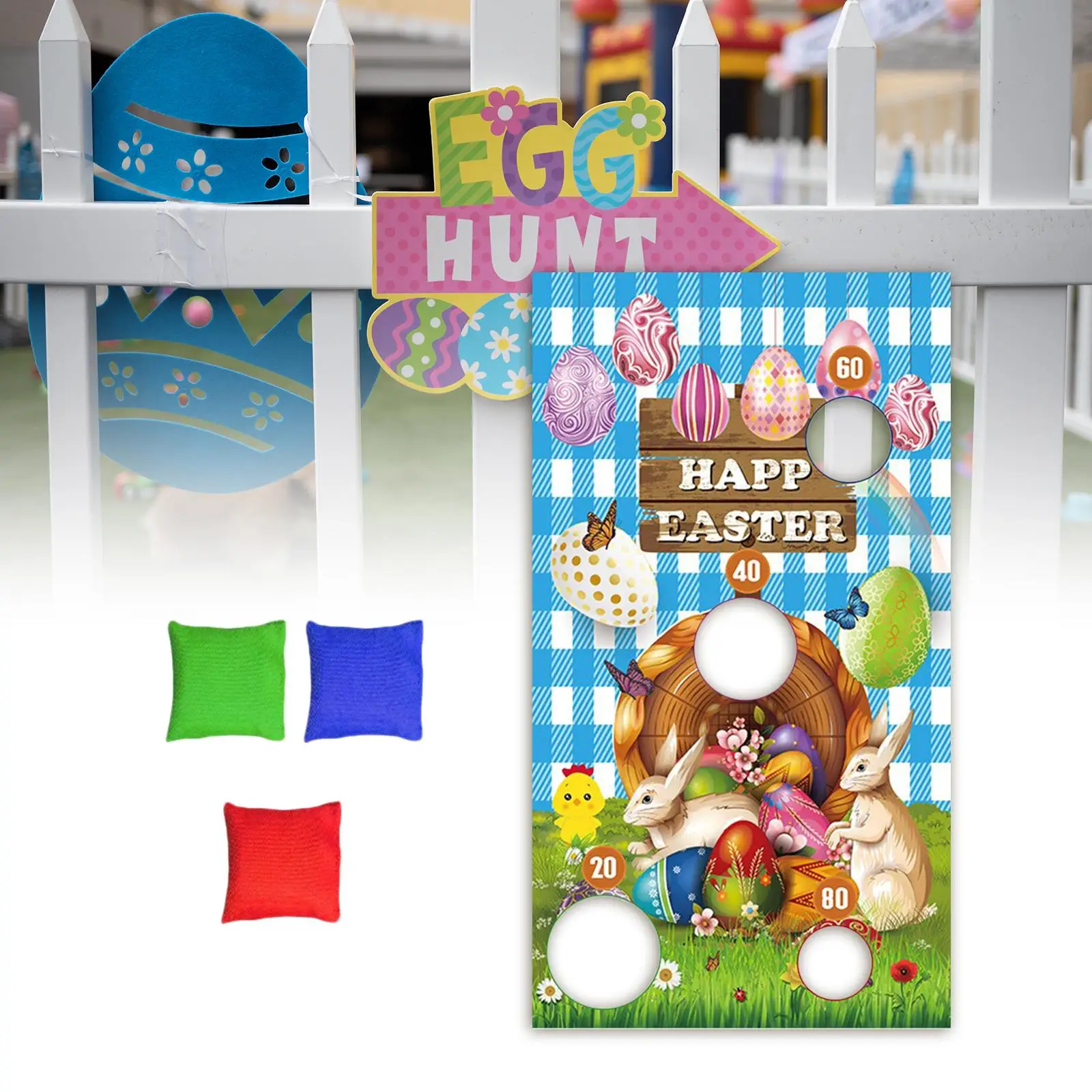 Easter Toss Games Throwing Game Banner for Kids Adults Easter Gifts Backdrop Banner