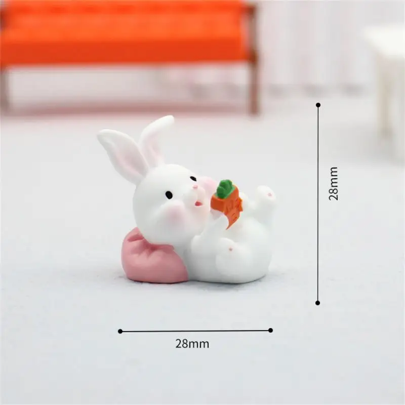 Figurine Miniature Cute Rabbit Micro Landscape Resin Crafts Ornaments For Home Decorations Kawaii Bunny Desktop Car Decoration