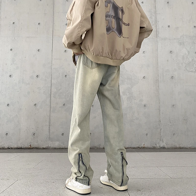 

Slim Fit Men's Jeans 2023 New Style Autumn Trendy High Street American Straight Leg Vibe Flared Pants Youth Wear Long Pants